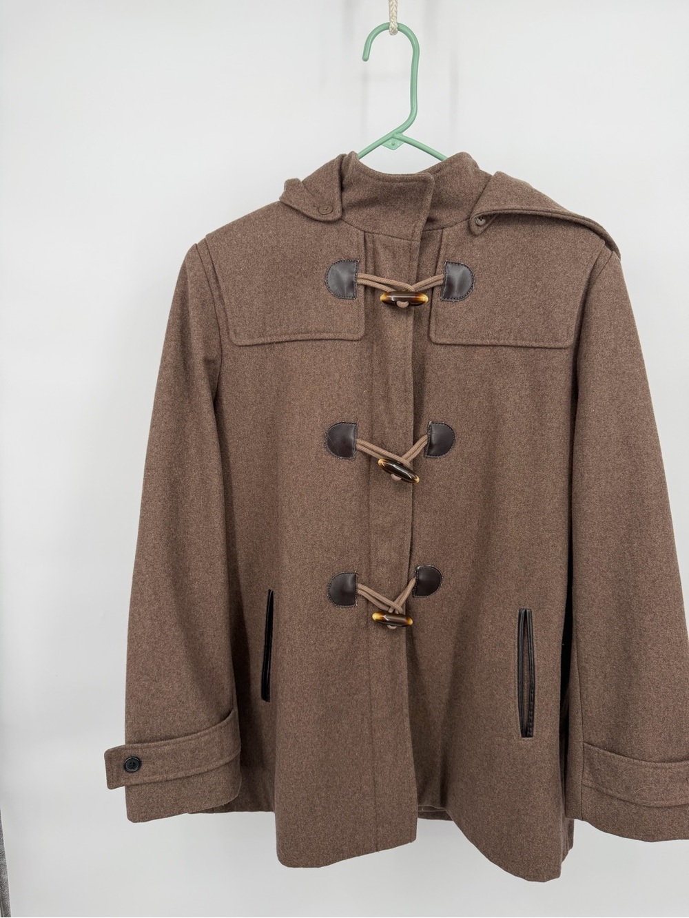 Croft and Barrow Brown Toggle Wool-Blend Pea Coat